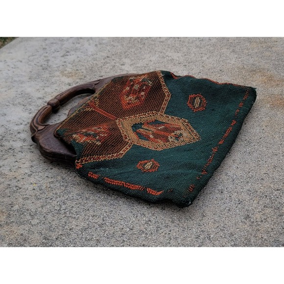 Vtg 1950s Embroidered Tapestry Handbag Purse - Picture 2 of 10